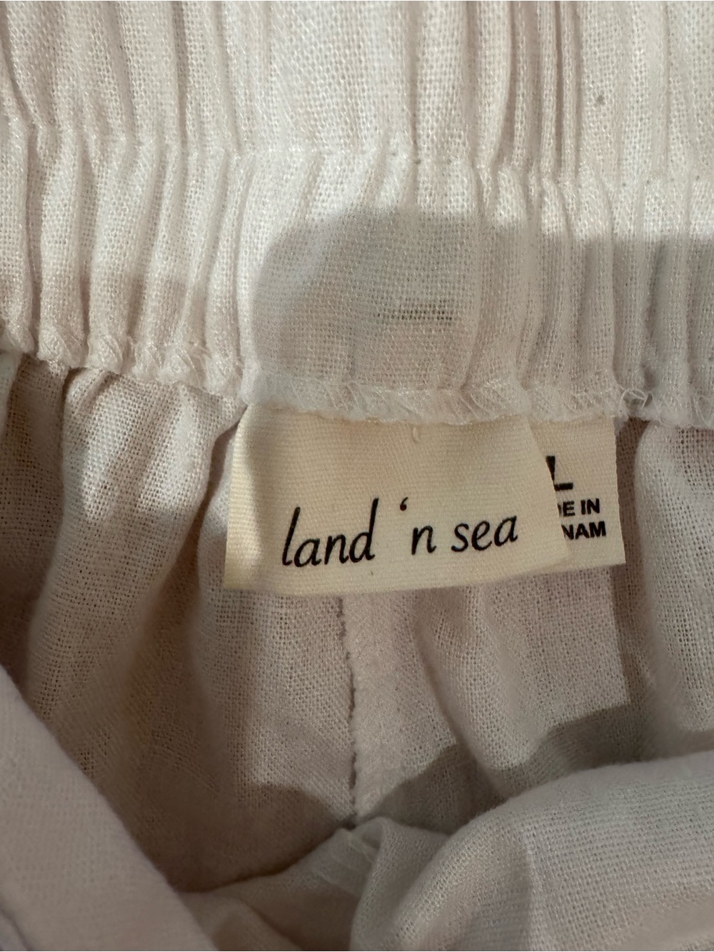 Land N Sea Women’s White Linen/Rayon Tie-Waist pants L - Picture 2 of 2